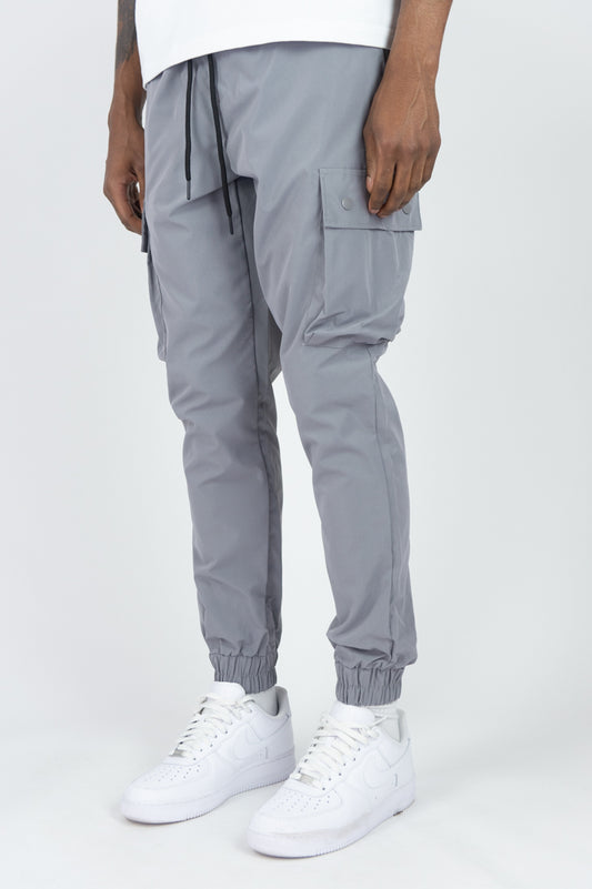 451R Solid Nylon Cargo Pants - Grey