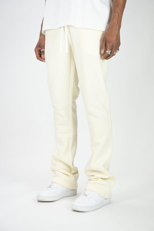 Fleece Stacked Sweatpants - Cream - Rebel Minds