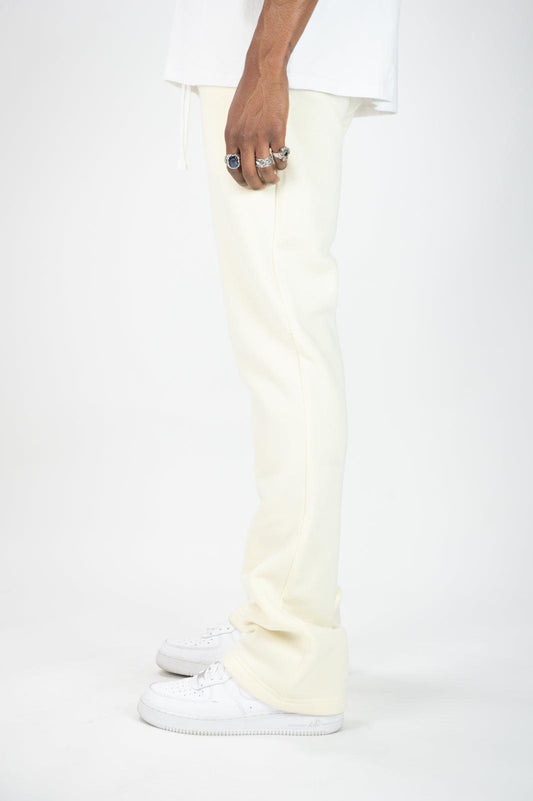 Fleece Stacked Sweatpants - Cream - Rebel Minds