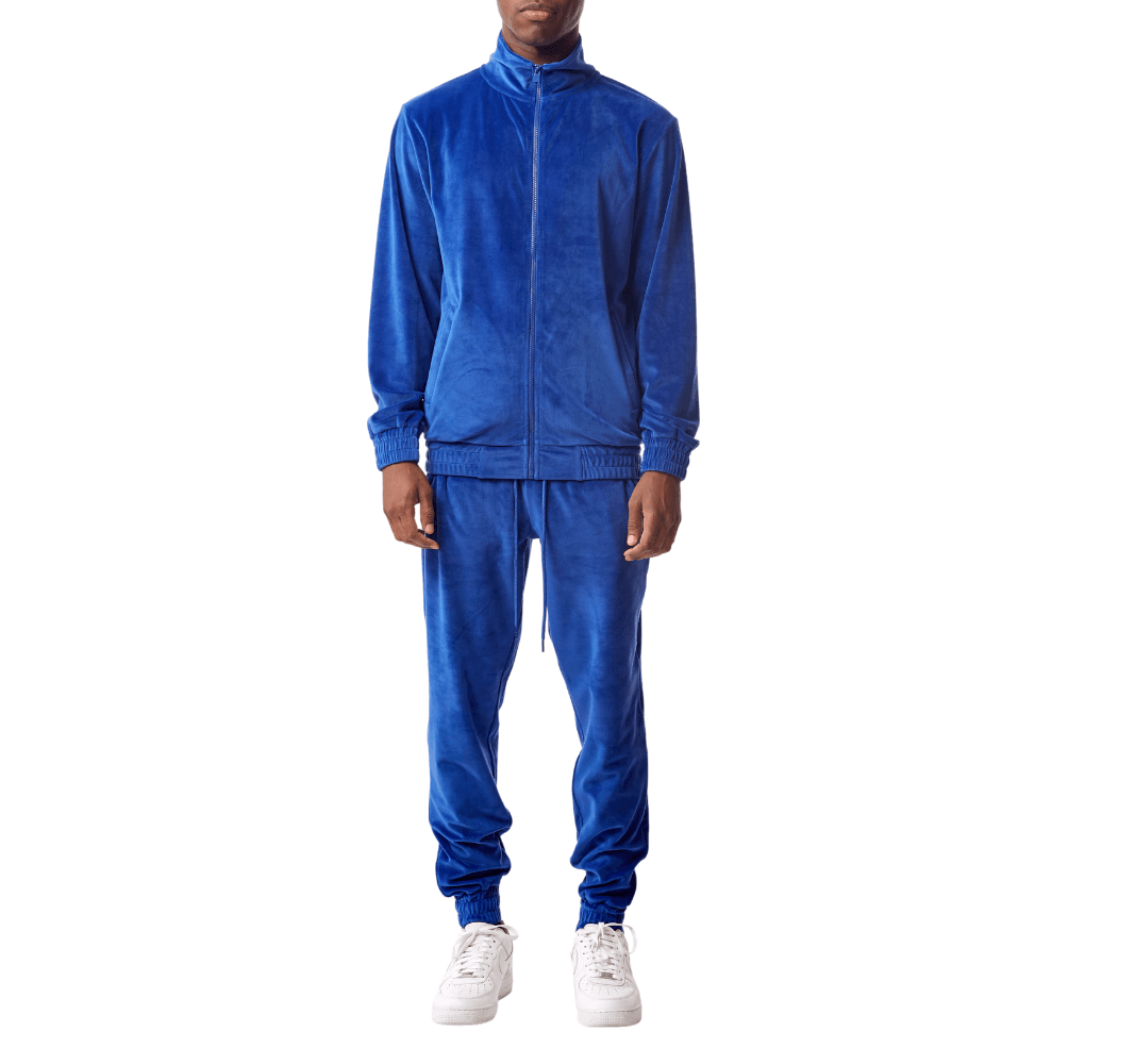 Velour top tracksuit blue
