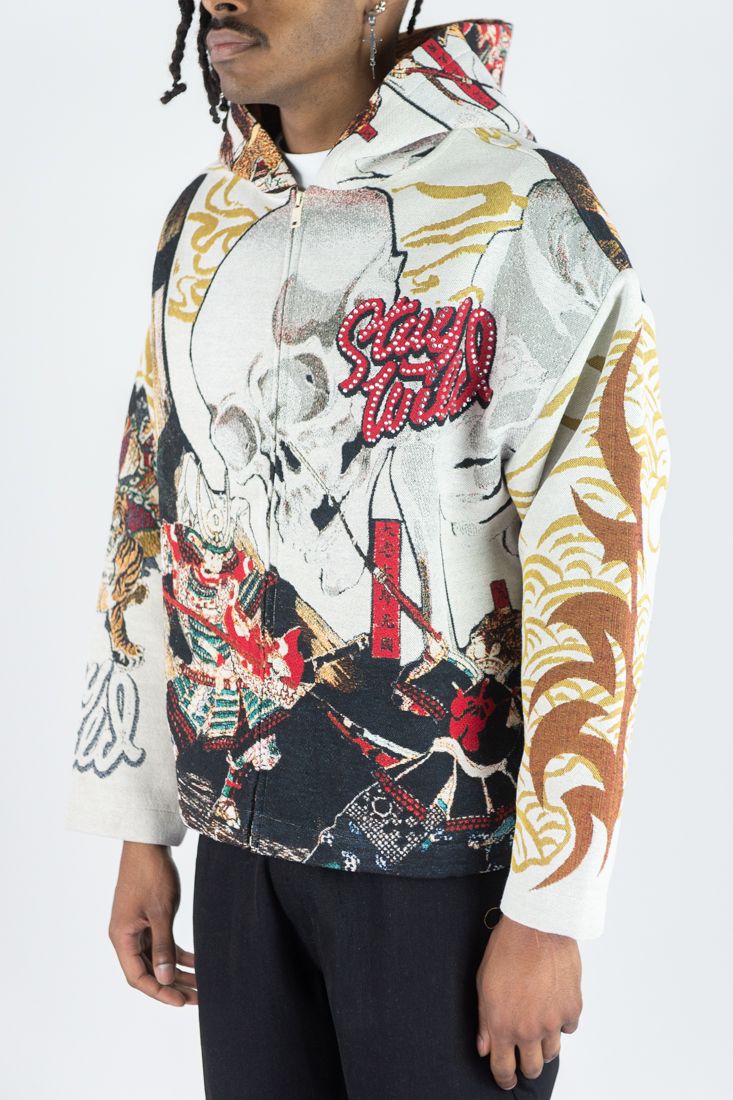 "Stay Wild" Tapestry Zip Hoodie
