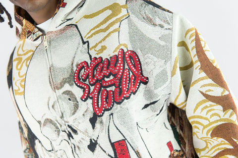 "Stay Wild" Tapestry Zip Hoodie