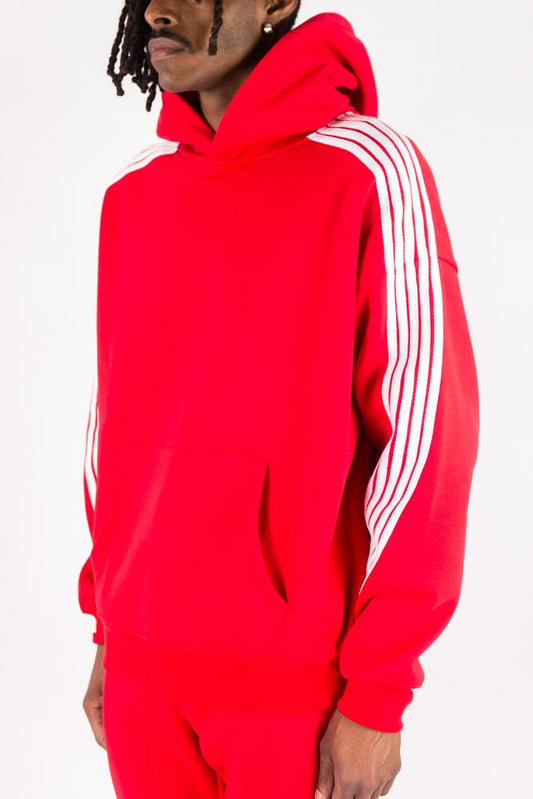 "5-Stripes" Hoodie - Red/White