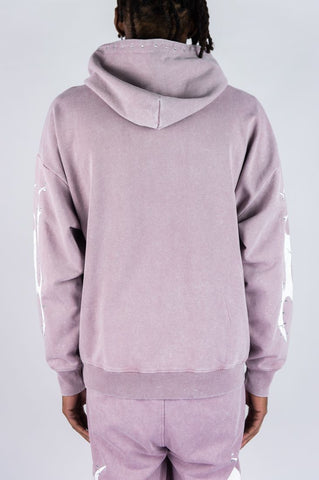 Flame Rhinestone Hoodie - Dusty Pink
