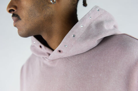 Flame Rhinestone Hoodie - Dusty Pink