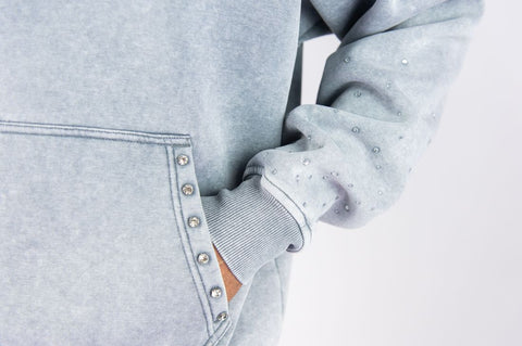 Spark Rhinestone Hoodie - Grey
