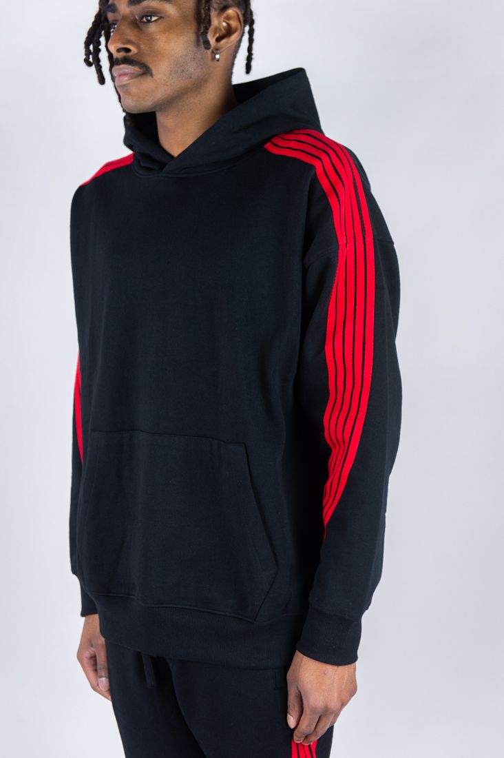 "5-Stripes" Hoodie - Black/Red