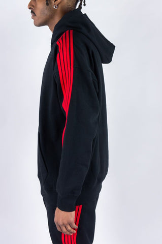 "5-Stripes" Hoodie - Black/Red