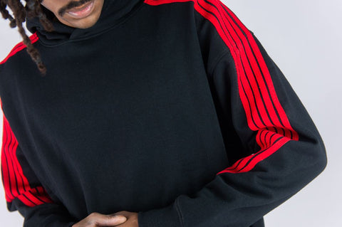 "5-Stripes" Hoodie - Black/Red