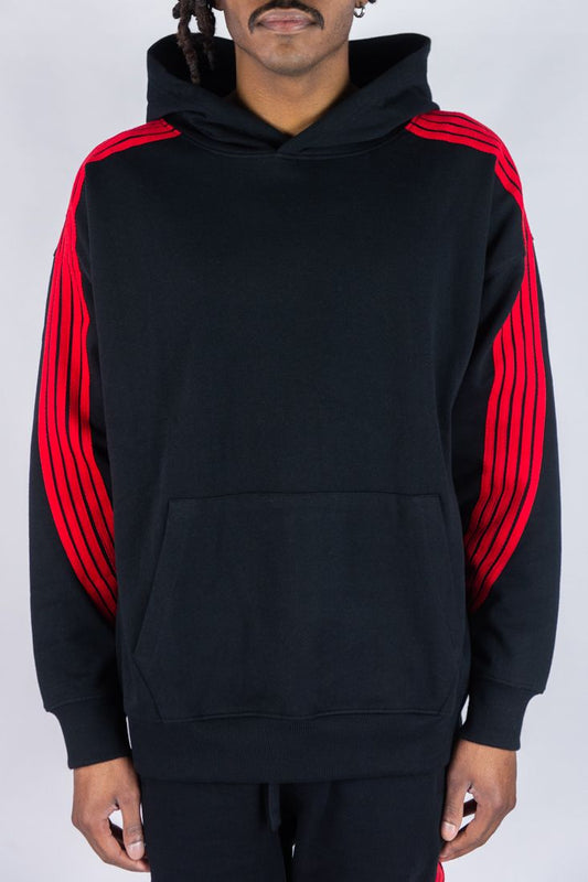 "5-Stripes" Hoodie - Black/Red