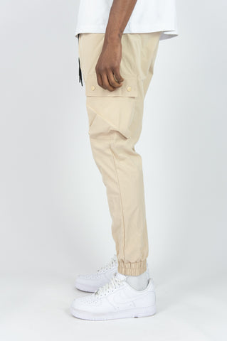 451R Solid Nylon Cargo Pants - Khaki