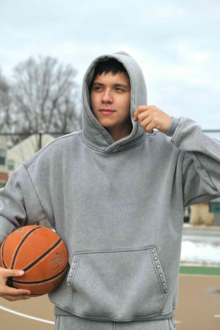 Spark Rhinestone Hoodie - Grey