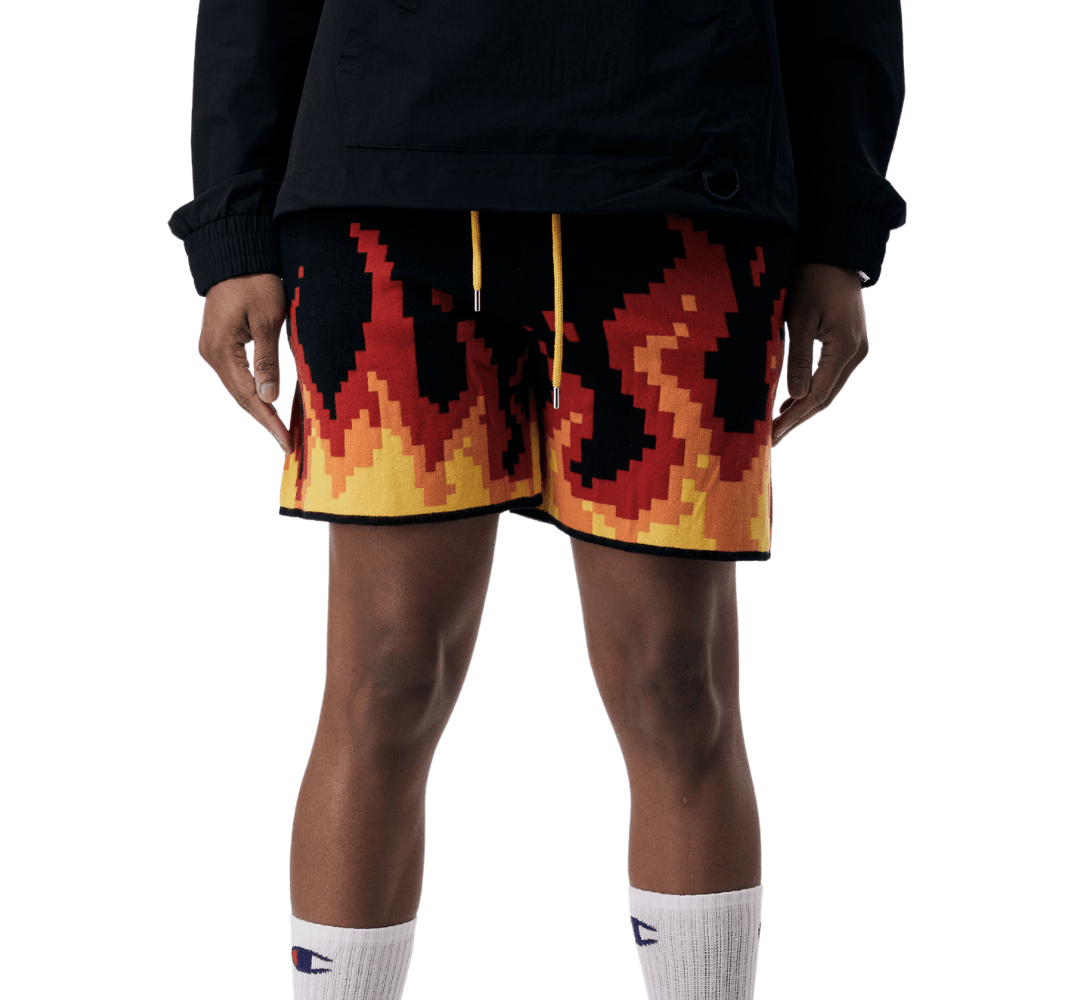 Fire Pixel Shorts - Black - Rebel Minds