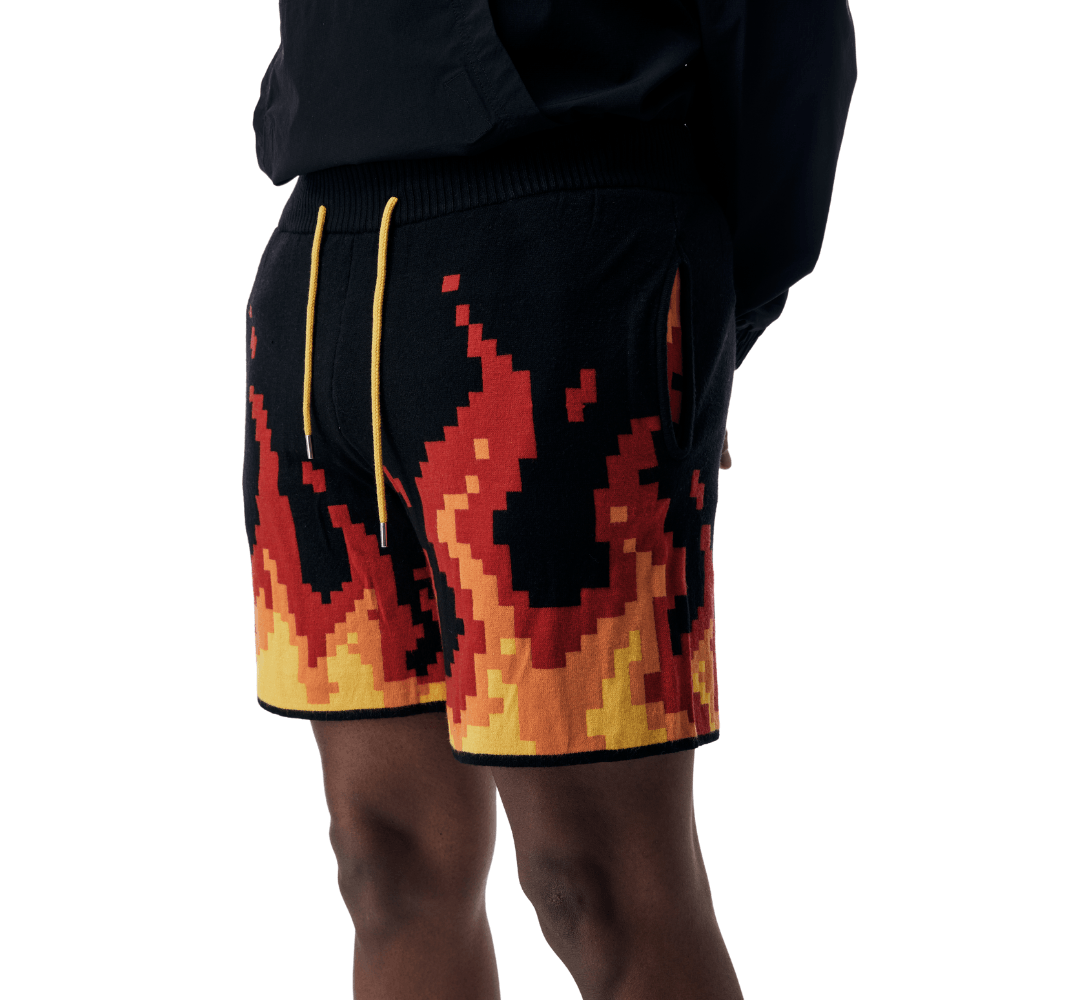 Fire Pixel Shorts - Black - Rebel Minds