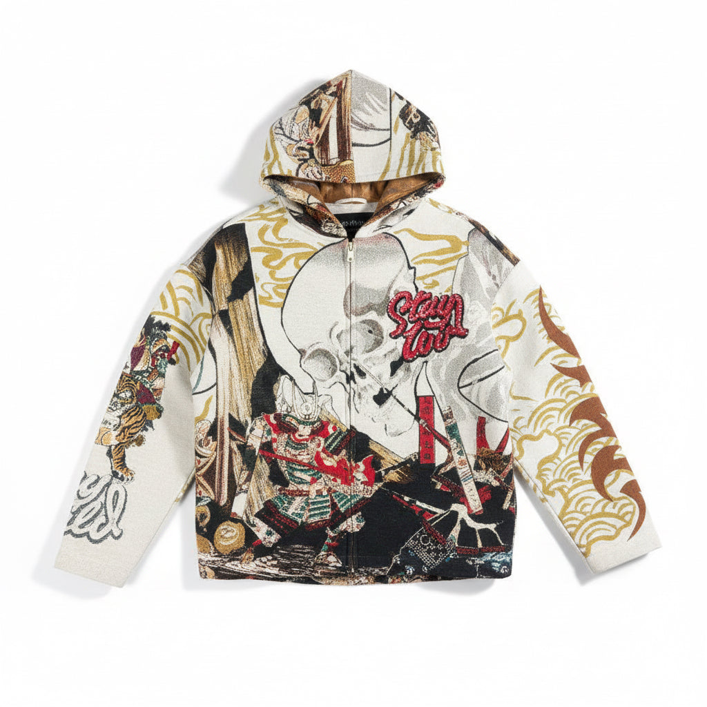 "Stay Wild" Tapestry Zip Hoodie