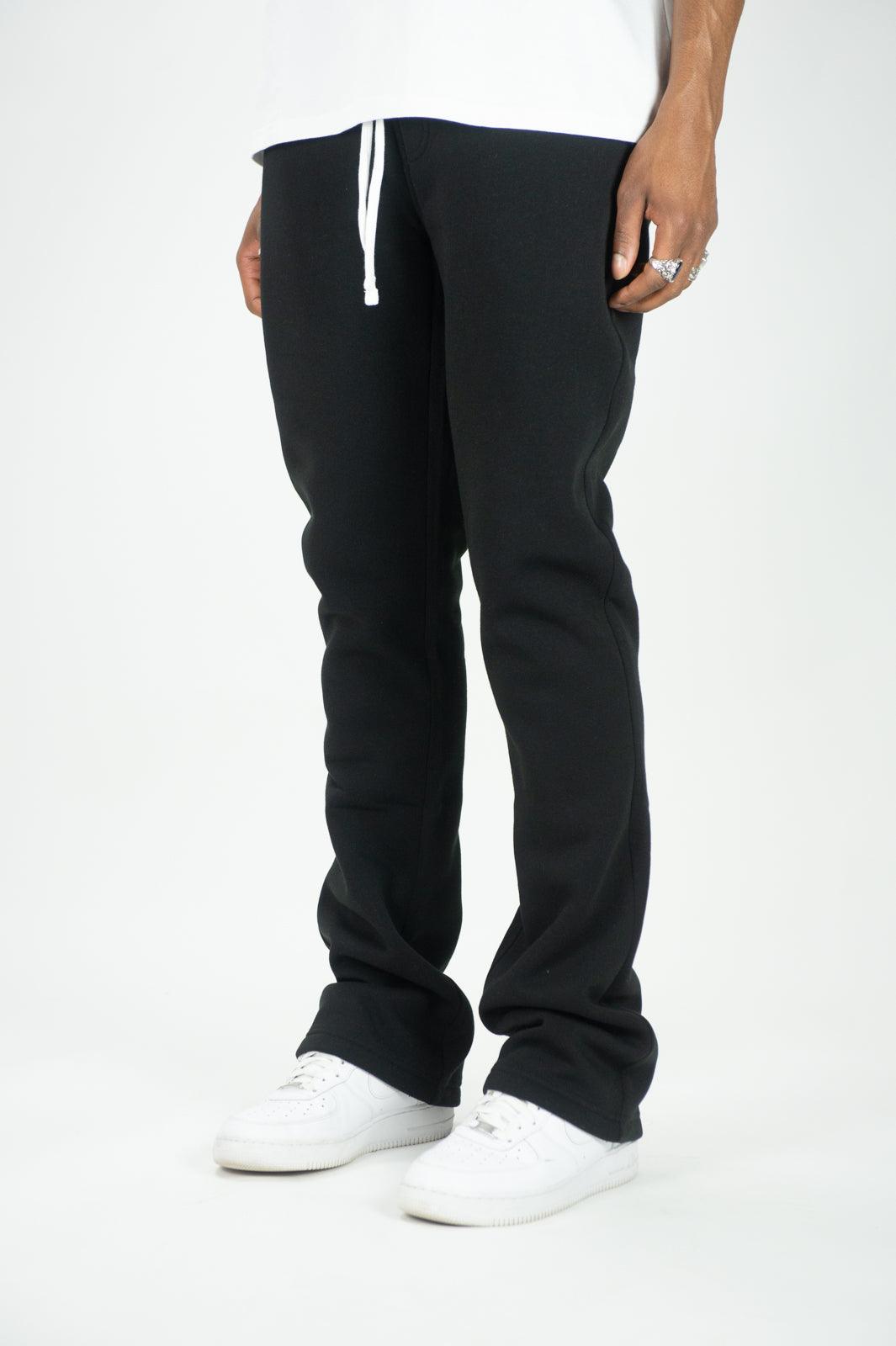 Fleece Stacked Sweatpants - Black - Rebel Minds