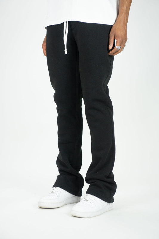 Fleece Stacked Sweatpants - Black - Rebel Minds