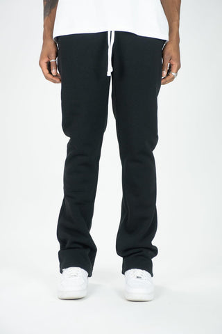 Fleece Stacked Sweatpants - Black - Rebel Minds
