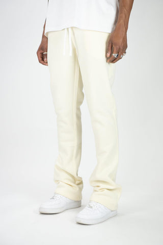 Fleece Stacked Sweatpants - Cream - Rebel Minds