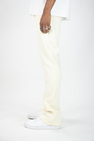 Fleece Stacked Sweatpants - Cream - Rebel Minds