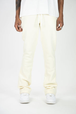 Fleece Stacked Sweatpants - Cream - Rebel Minds