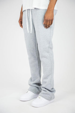 Fleece Stacked Sweatpants - Heather Grey - Rebel Minds