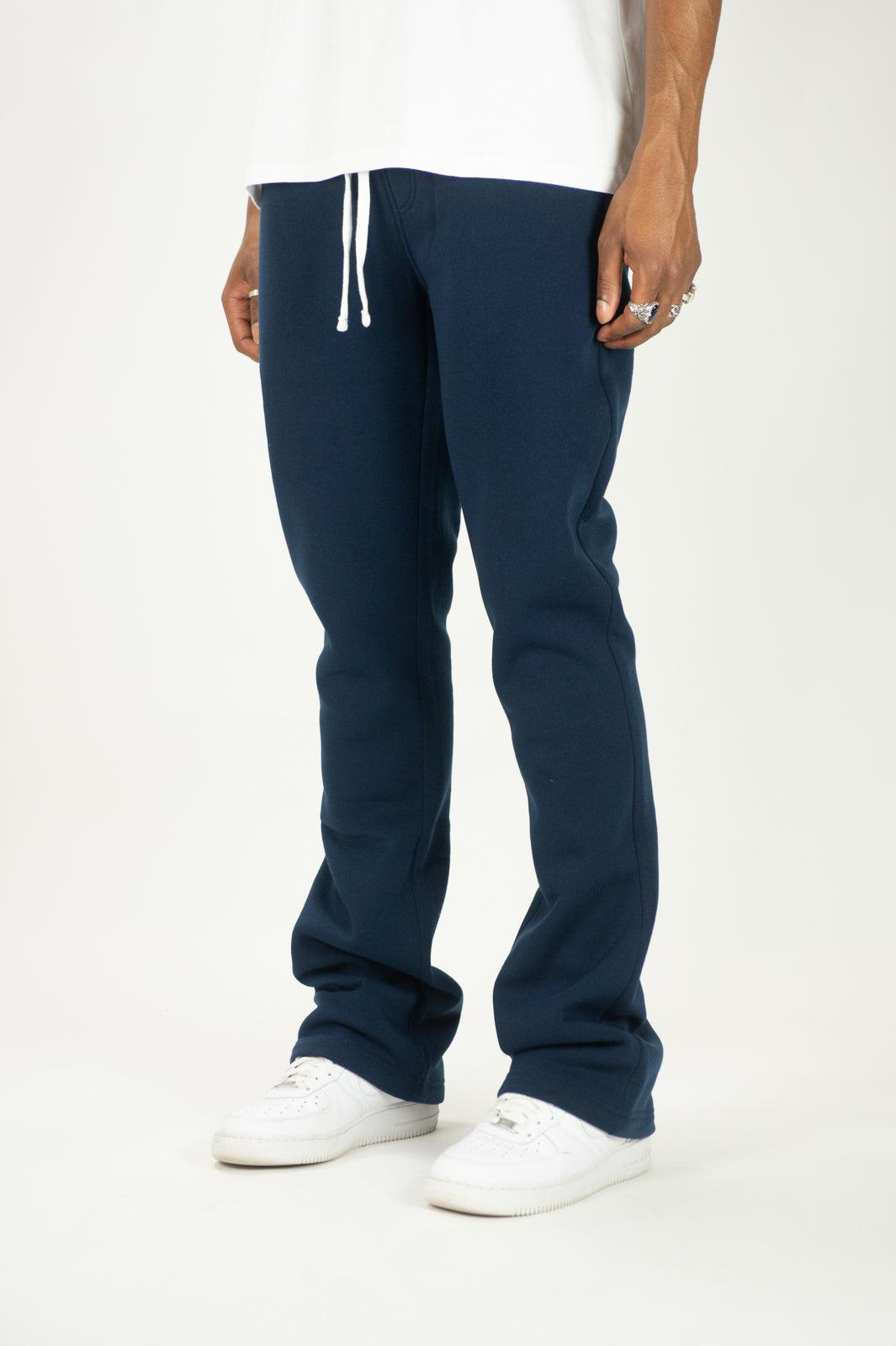 Fleece Stacked Sweatpants - Navy - Rebel Minds