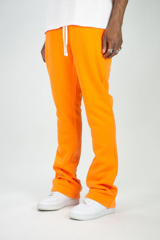 Fleece Stacked Sweatpants - Orange - Rebel Minds