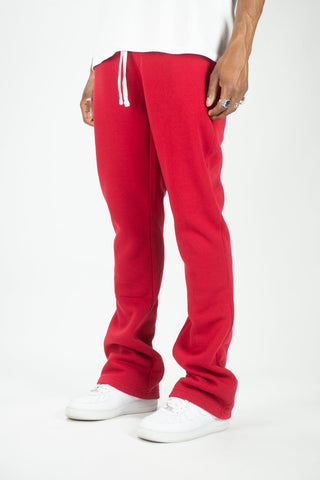 Fleece Stacked Sweatpants - Red - Rebel Minds