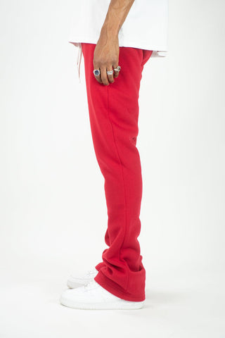 Fleece Stacked Sweatpants - Red - Rebel Minds