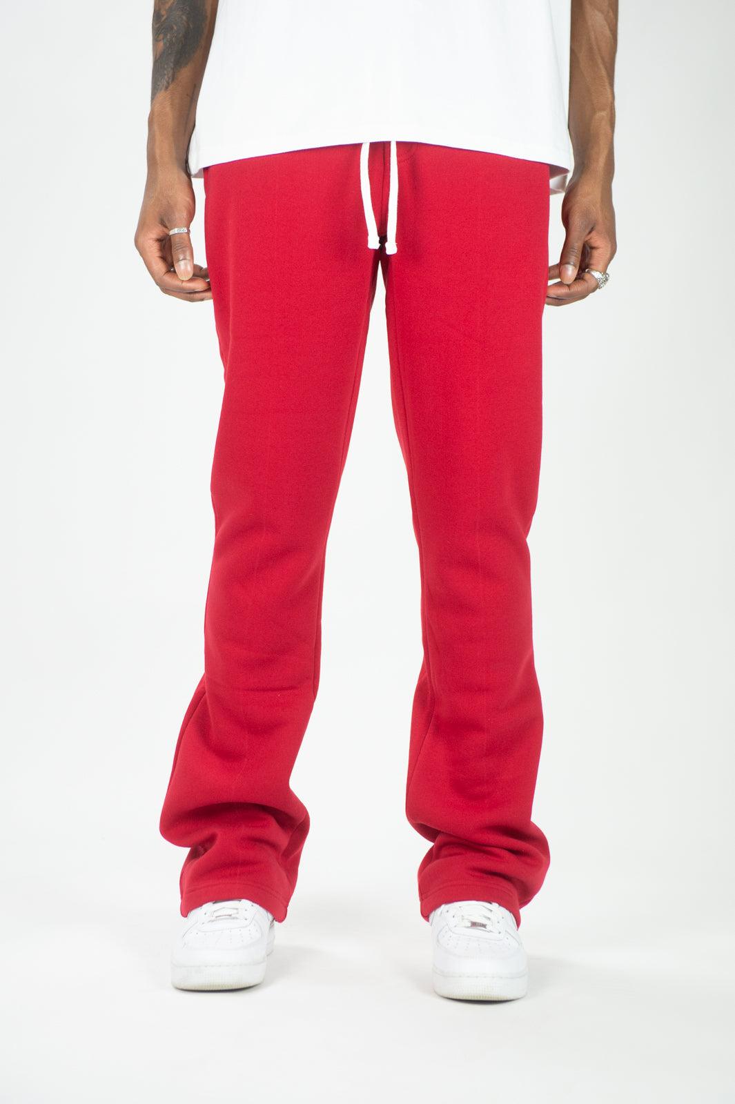 Fleece Stacked Sweatpants - Red - Rebel Minds