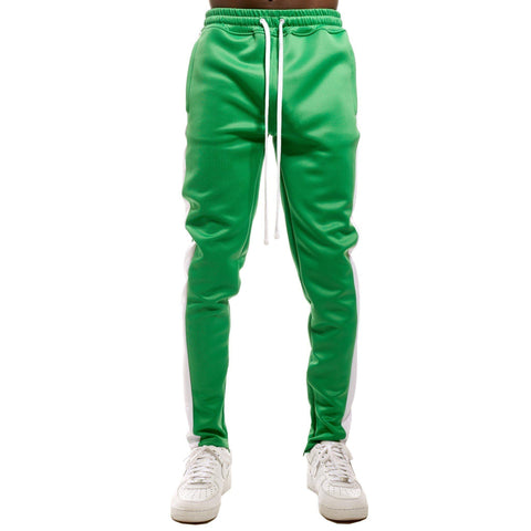 Green Track Pants - White Stripe - Rebel Minds