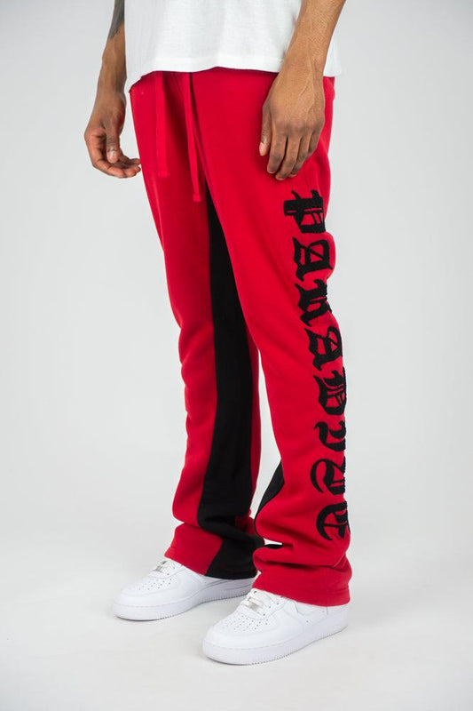 Paradise Fleece Stacked Pants - Red - Rebel Minds