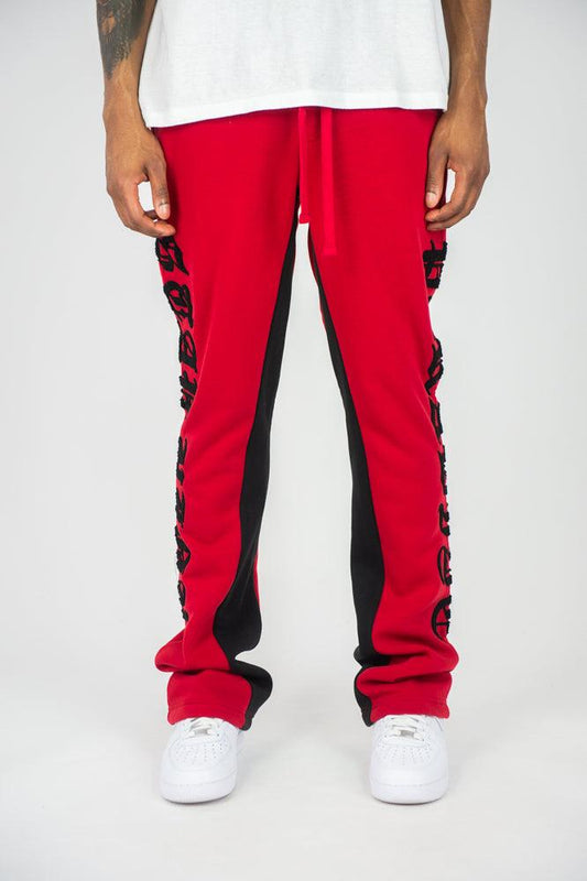 Paradise Fleece Stacked Pants - Red - Rebel Minds