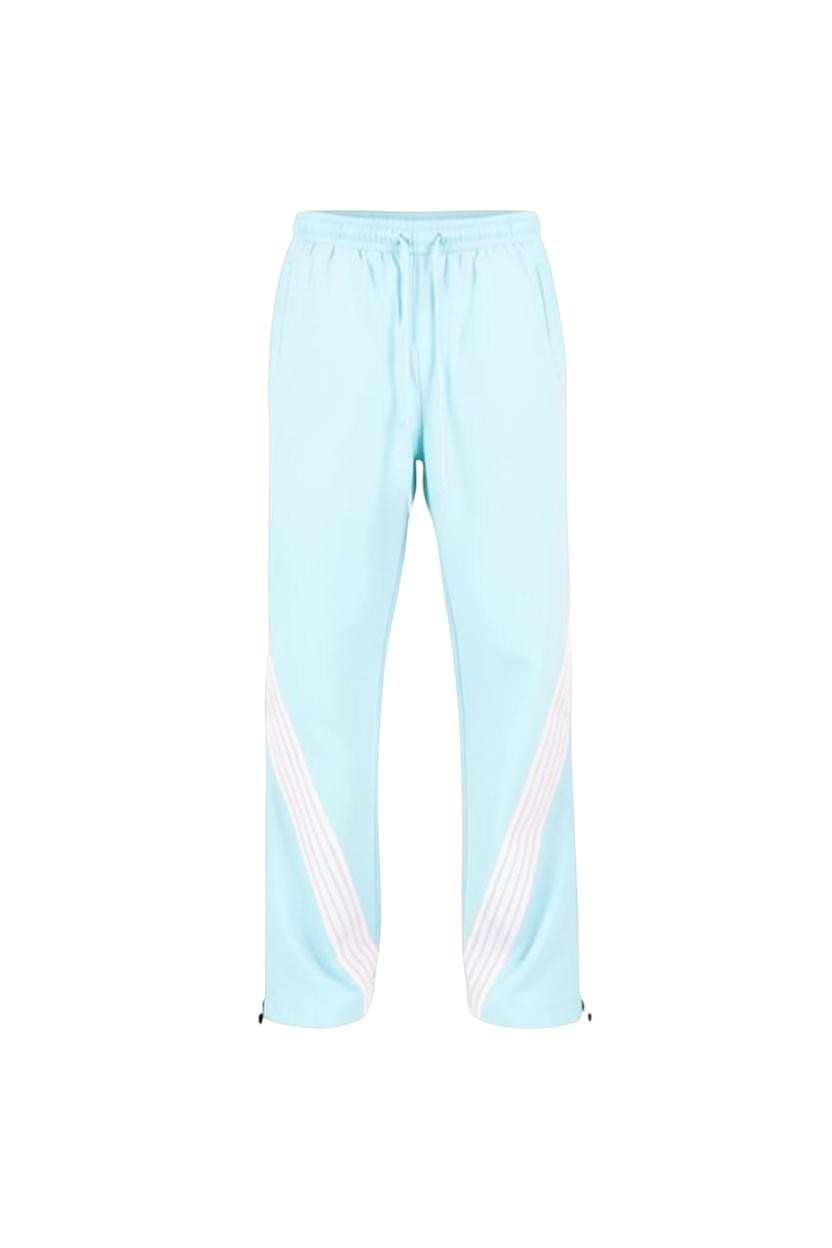 Rebel Minds 405 Bent Stripes crinkled nylon pants in light blue with white side stripe detailing