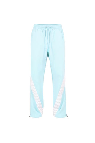 Rebel Minds 405 Bent Stripes crinkled nylon pants in light blue with white side stripe detailing