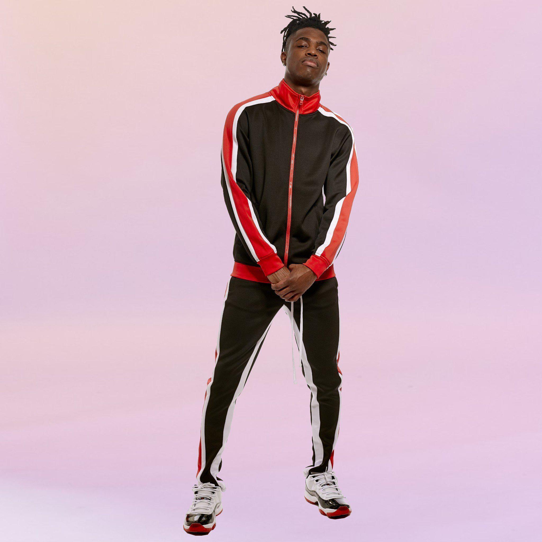 Shane Track Pants - Black & Red - Rebel Minds