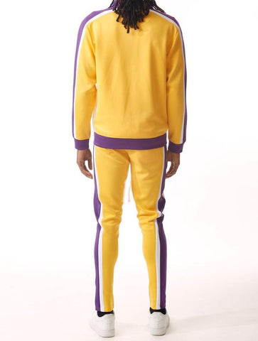 Purple and cheap yellow tracksuit