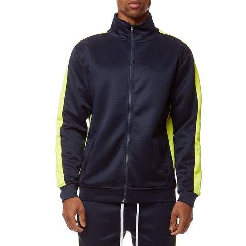 Track Jacket - Navy/Neon Yellow - Rebel Minds