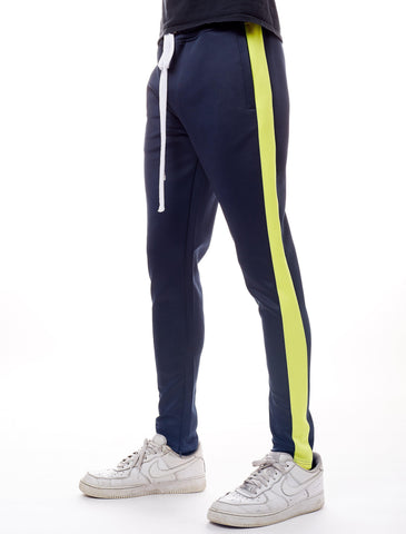 Track Pants - Navy & Neon Yellow - Rebel Minds