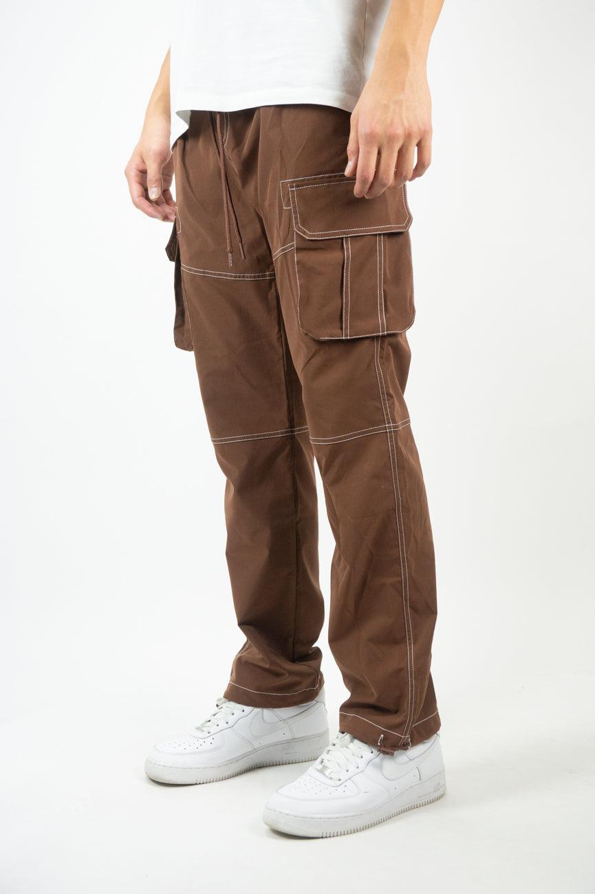 Utility Pants w/ Contrast Thread - Brown - Rebel Minds