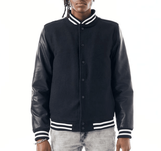 Wool Varsity Jacket - Black - Rebel Minds